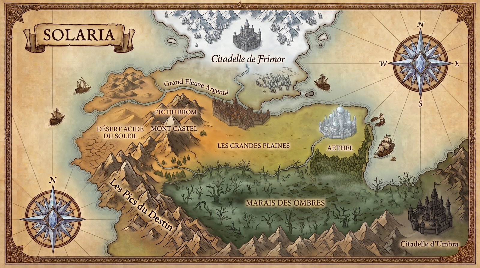 Carte du monde de Solaria - Territoires de l'Héliarchie